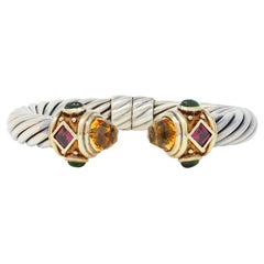 David Yurman Tourmaline Citrine 14 Karat Gold Silver Renaissance Cuff Bracelet