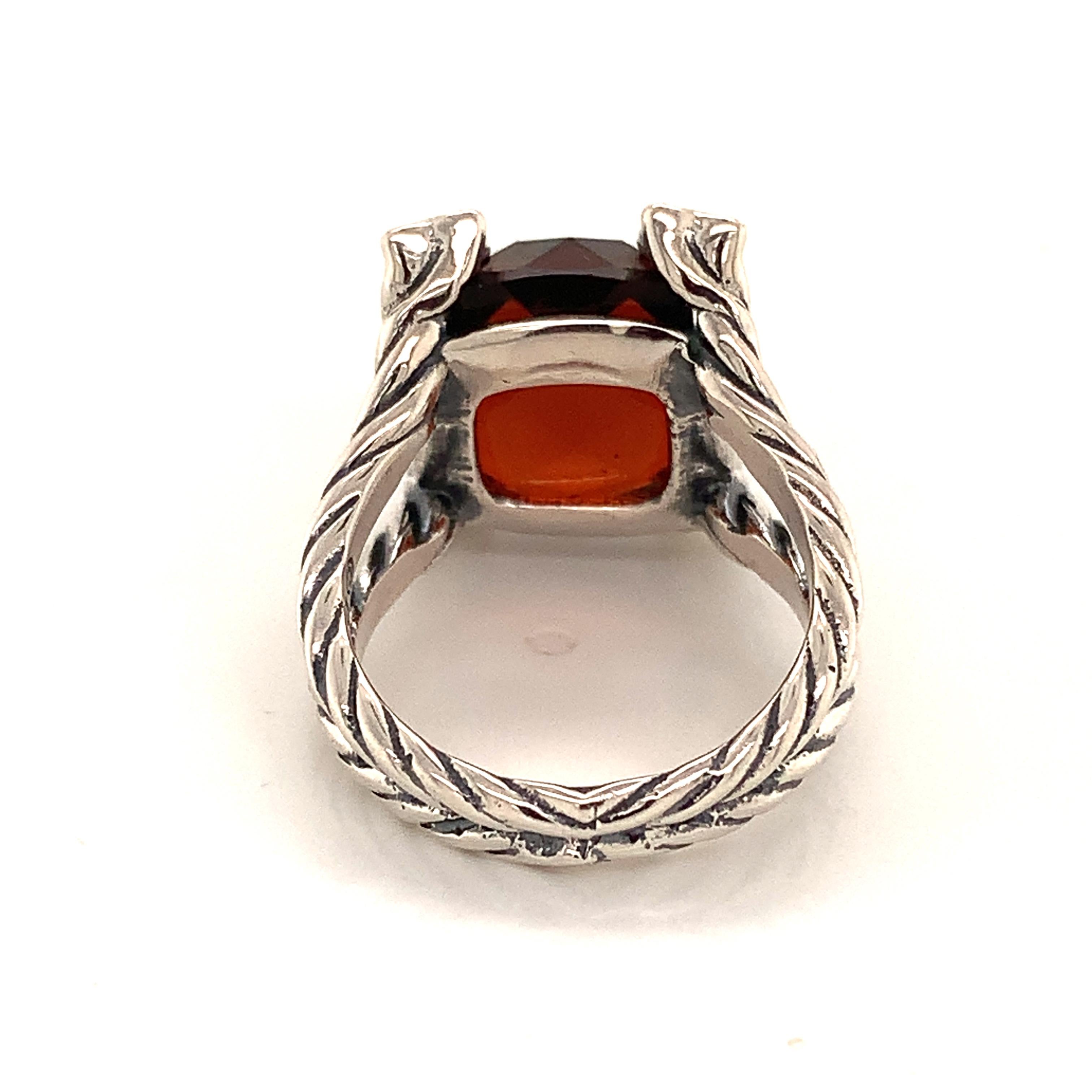 David Yurman Estate Tourmaline Diamond Ring Sterling Silver 8.5 Grams 4