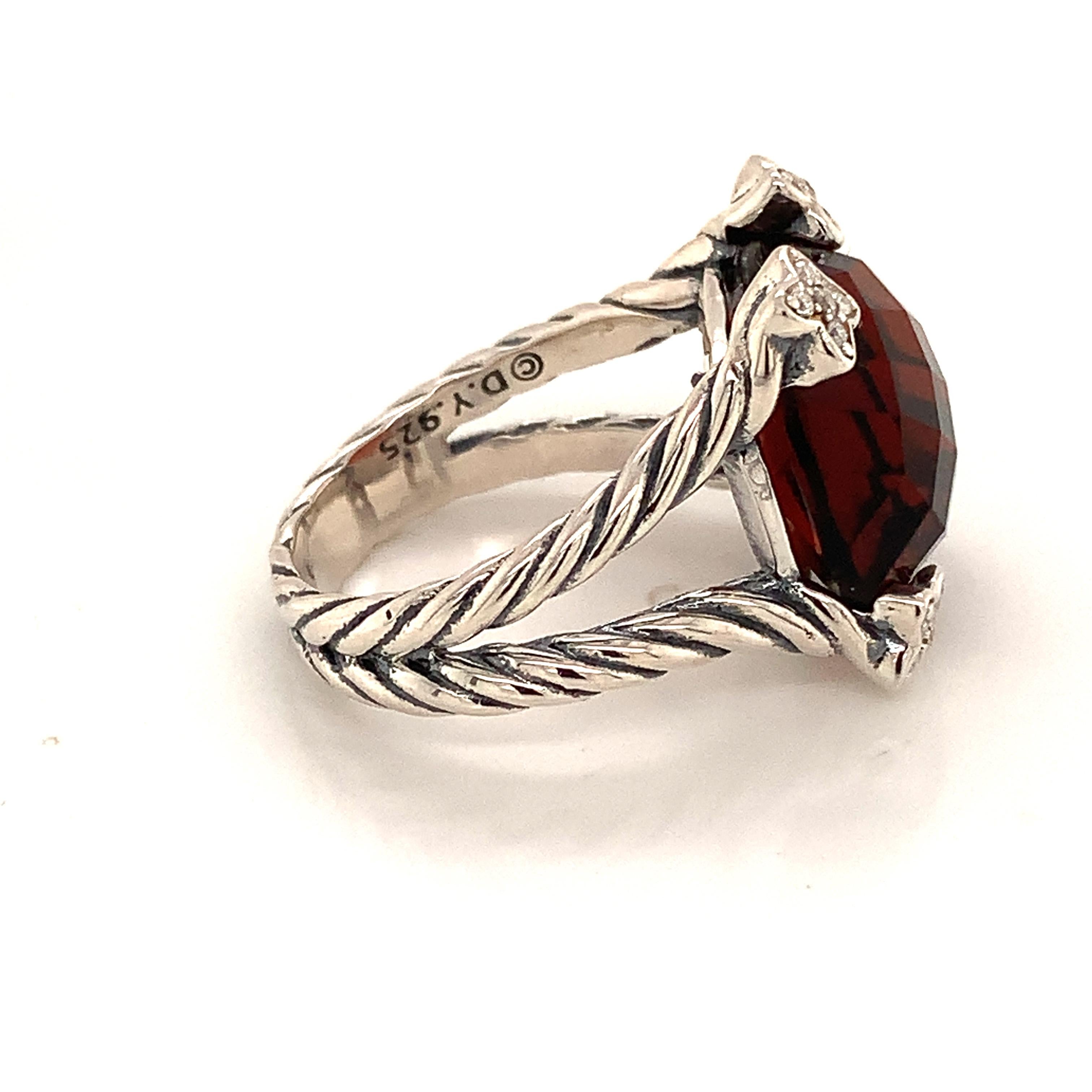 David Yurman Estate Tourmaline Diamond Ring Sterling Silver 8.5 Grams 5