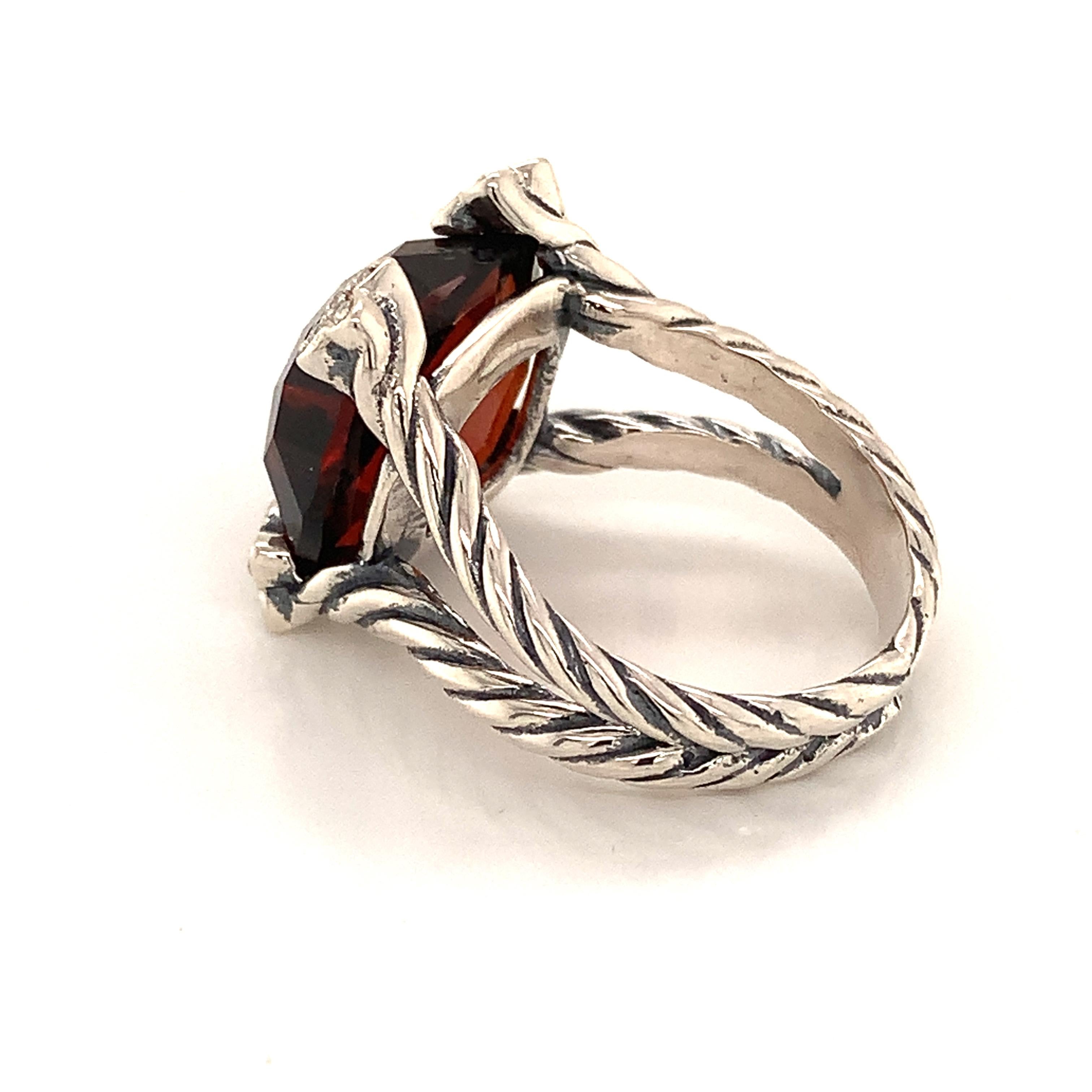 David Yurman Estate Tourmaline Diamond Ring Sterling Silver 8.5 Grams 6