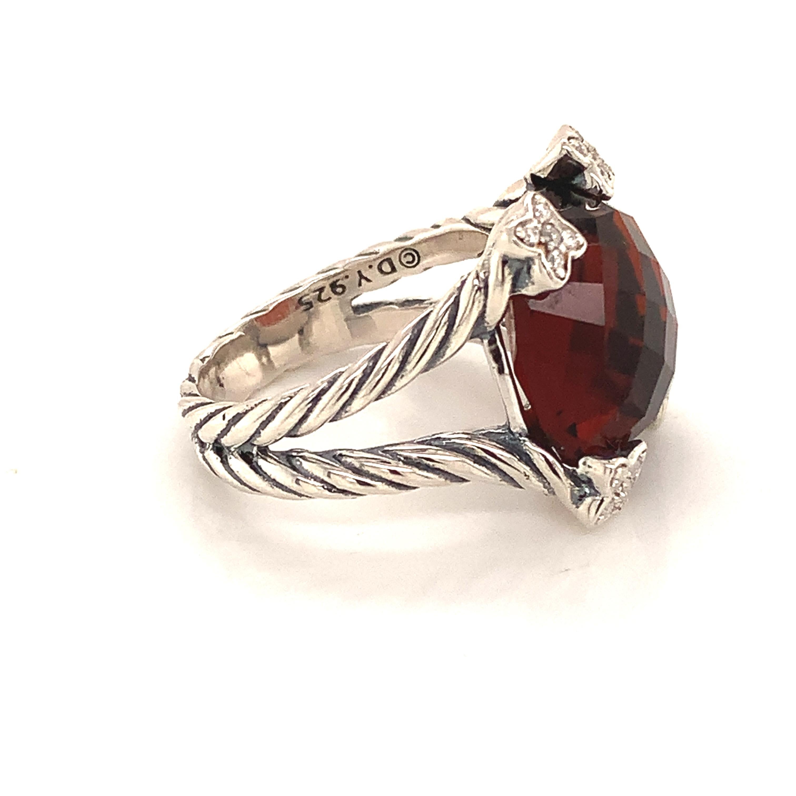 David Yurman Estate Tourmaline Diamond Ring Sterling Silver 8.5 Grams 7