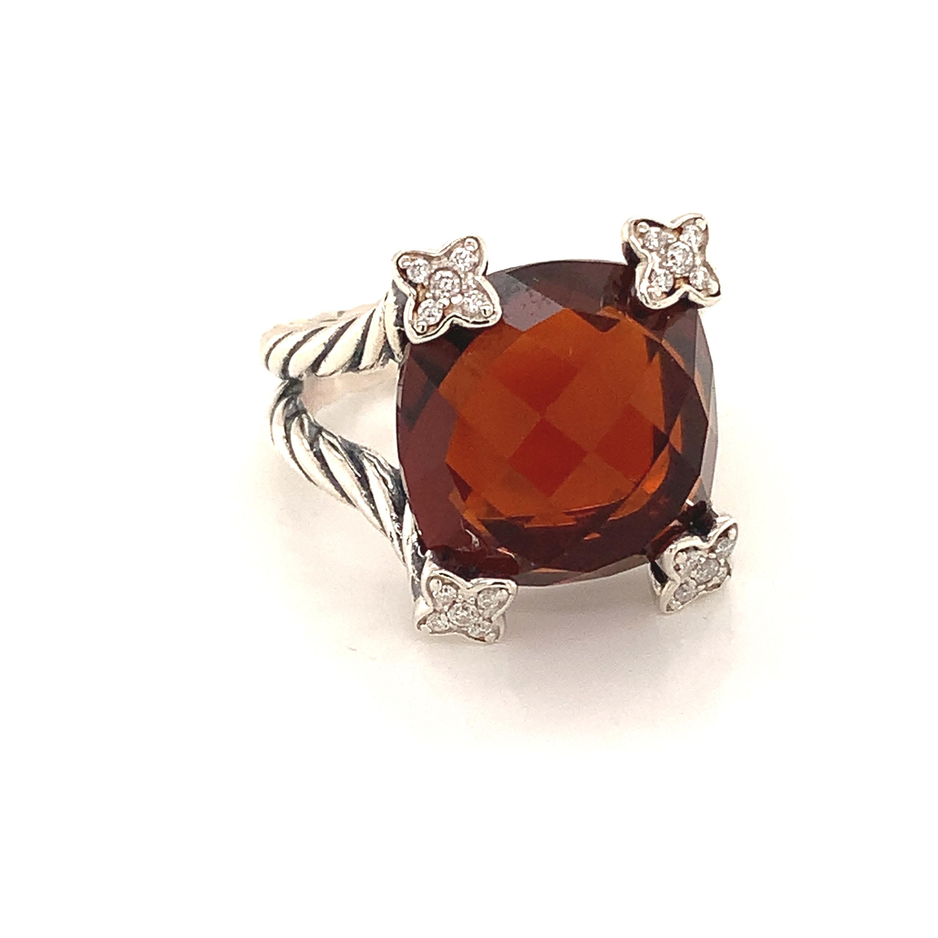 David Yurman Estate Tourmaline Diamond Ring Sterling Silver 8.5 Grams 1