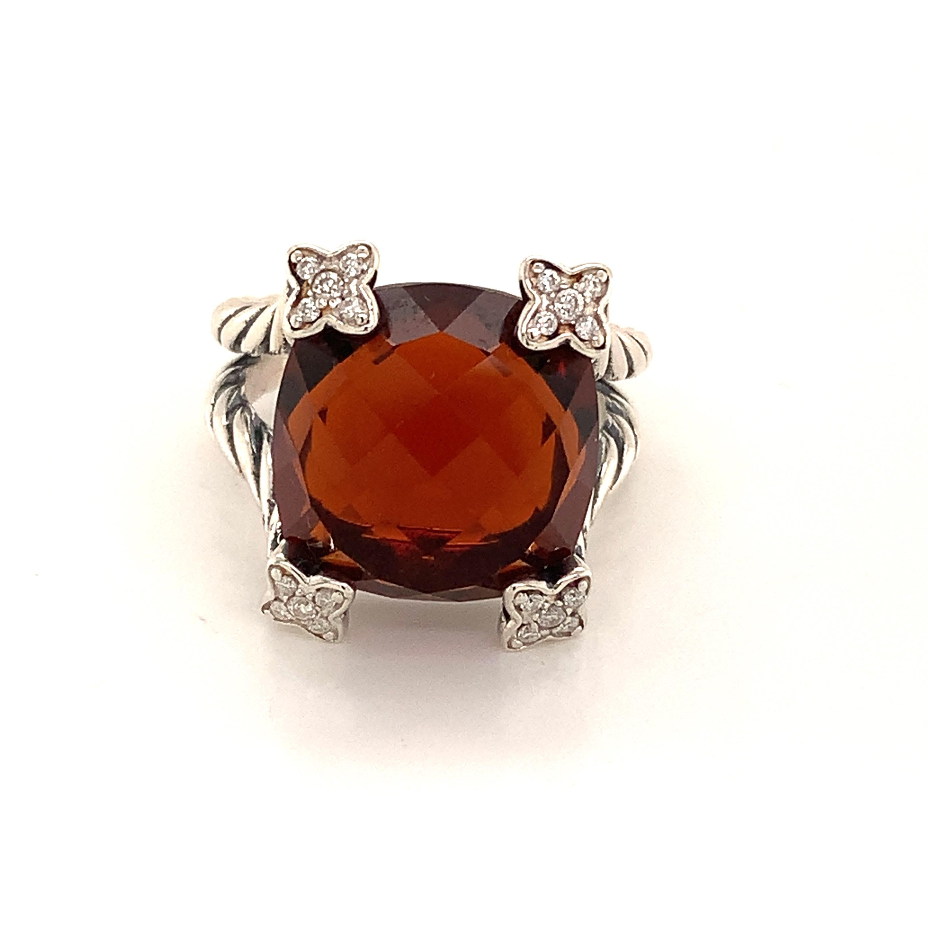 David Yurman Estate Tourmaline Diamond Ring Sterling Silver 8.5 Grams 2