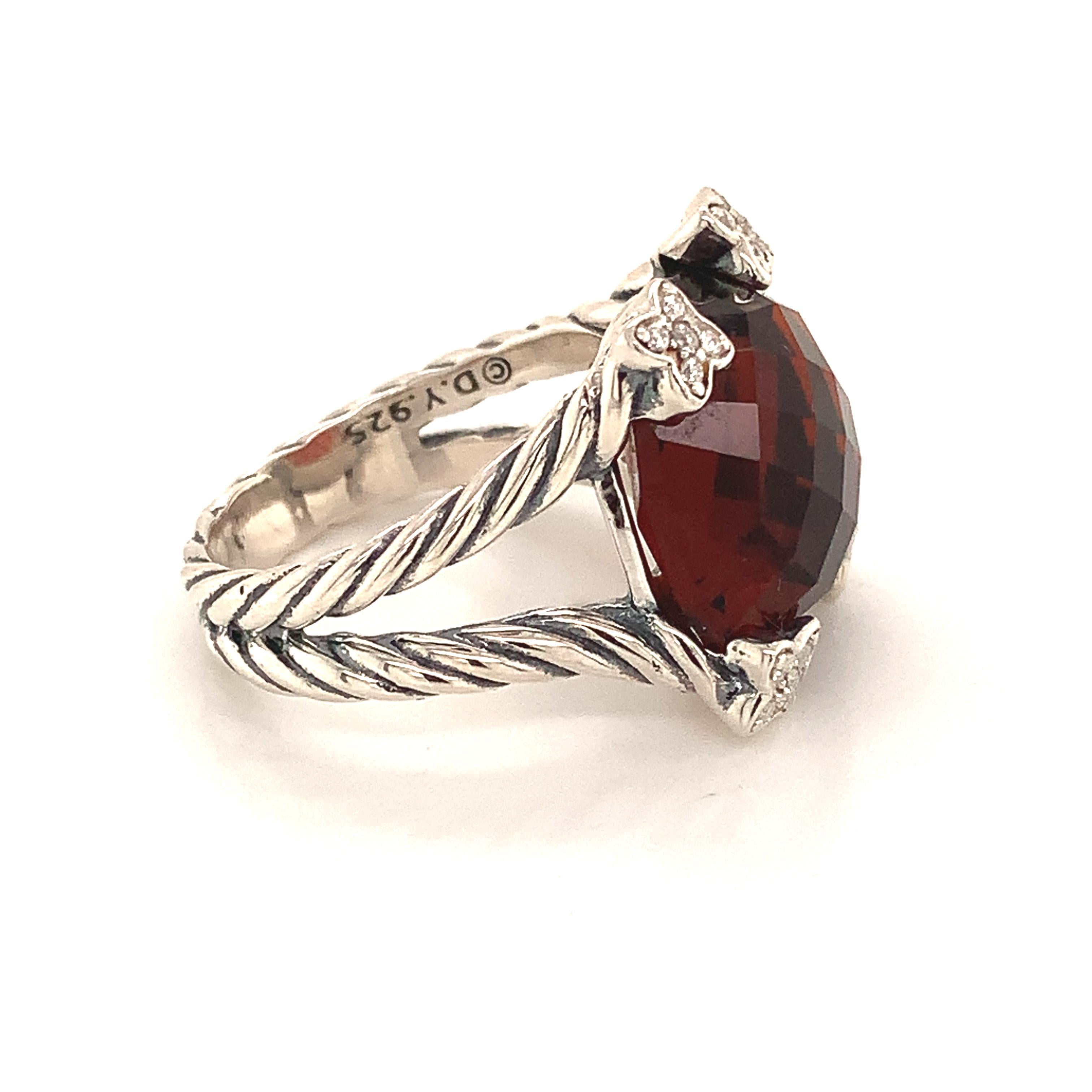 David Yurman Estate Tourmaline Diamond Ring Sterling Silver 8.5 Grams 3