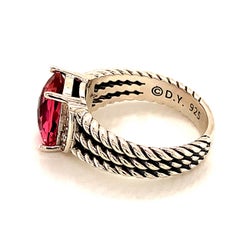 David Yurman Tourmaline Diamond Ring Sterling Silver 6.1 Grams