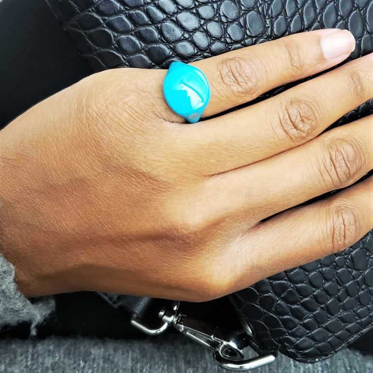 David Yurman Turquoise Ceramic Coated Pinky Ring
