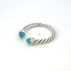 David Yurman Turquoise Diamond Ring Size 8 Sterling Silver Estate