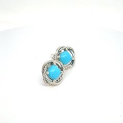 David Yurman Turquoise Infinity Earrings Sterling Silver Estate