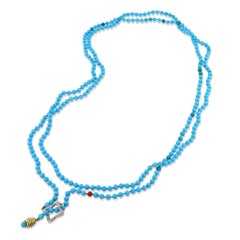 David Yurman Turquoise Lariat Estate Necklace