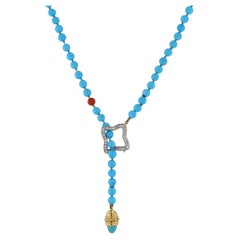 Vintage David Yurman Turquoise Lariat Estate Necklace