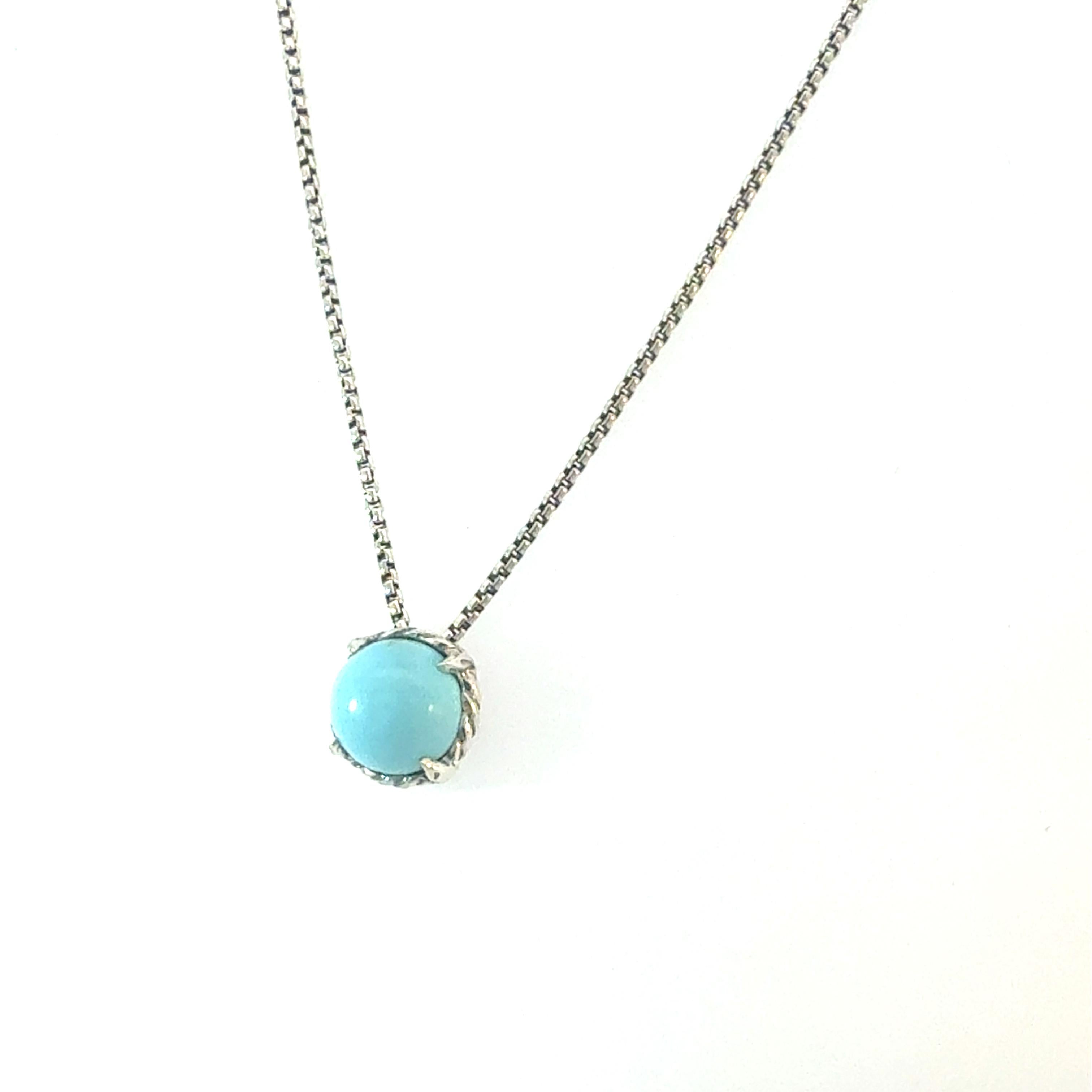 Authentic David Yurman Turquoise Pendant Necklace 17