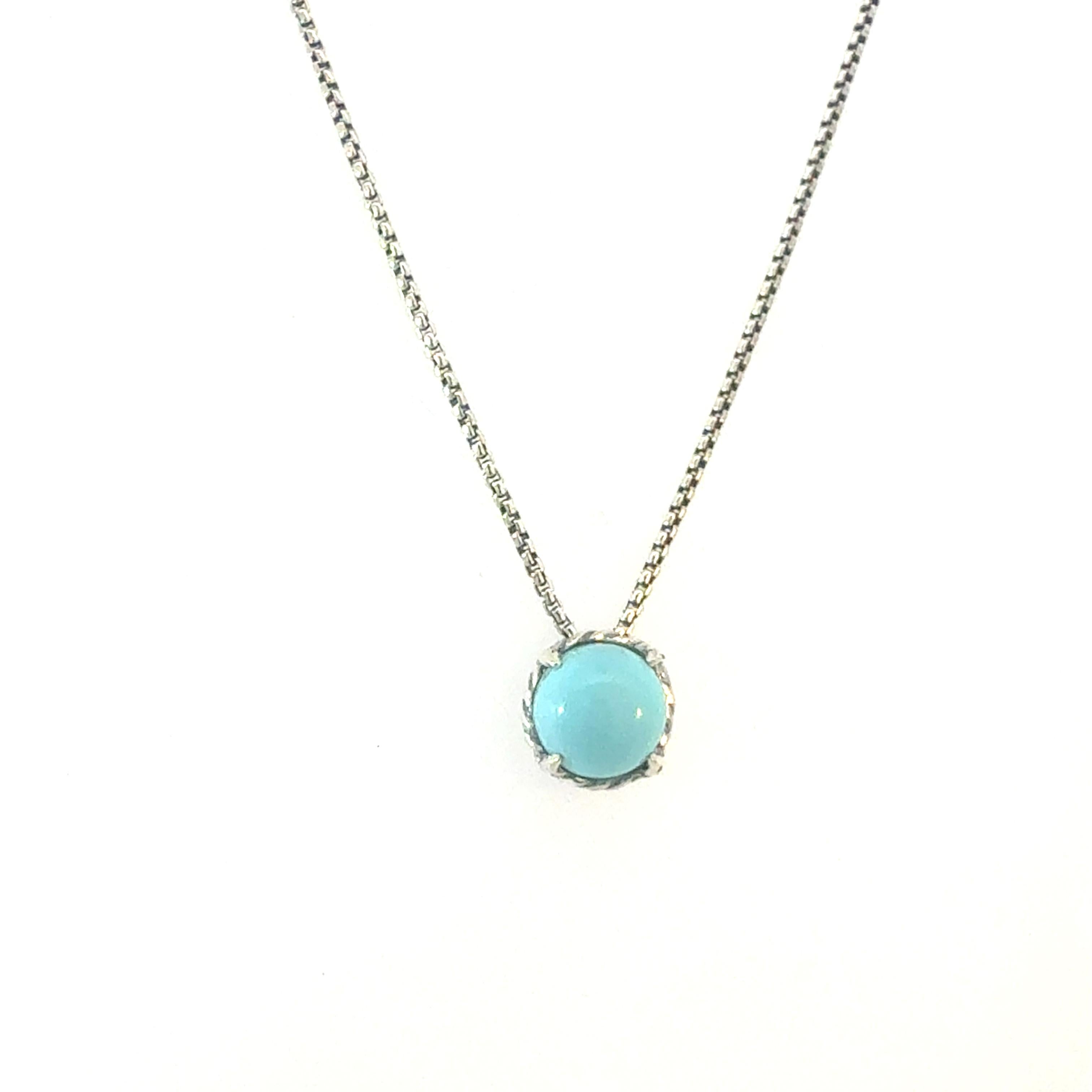David Yurman Turquoise Pendant Necklace 17