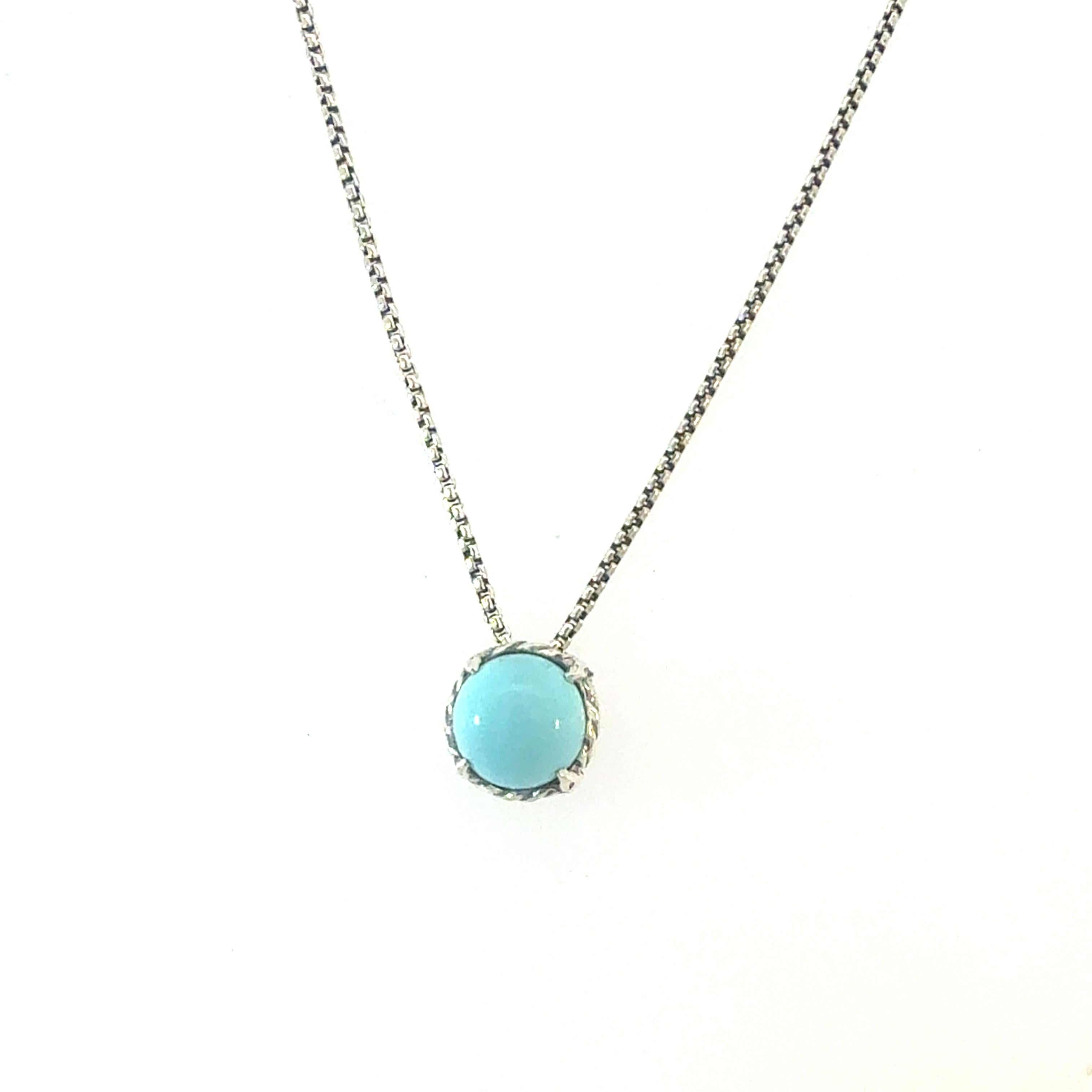 David Yurman Turquoise Pendant Necklace 17