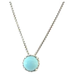 David Yurman Turquoise Pendant Necklace 17" Sterling Silver Estate