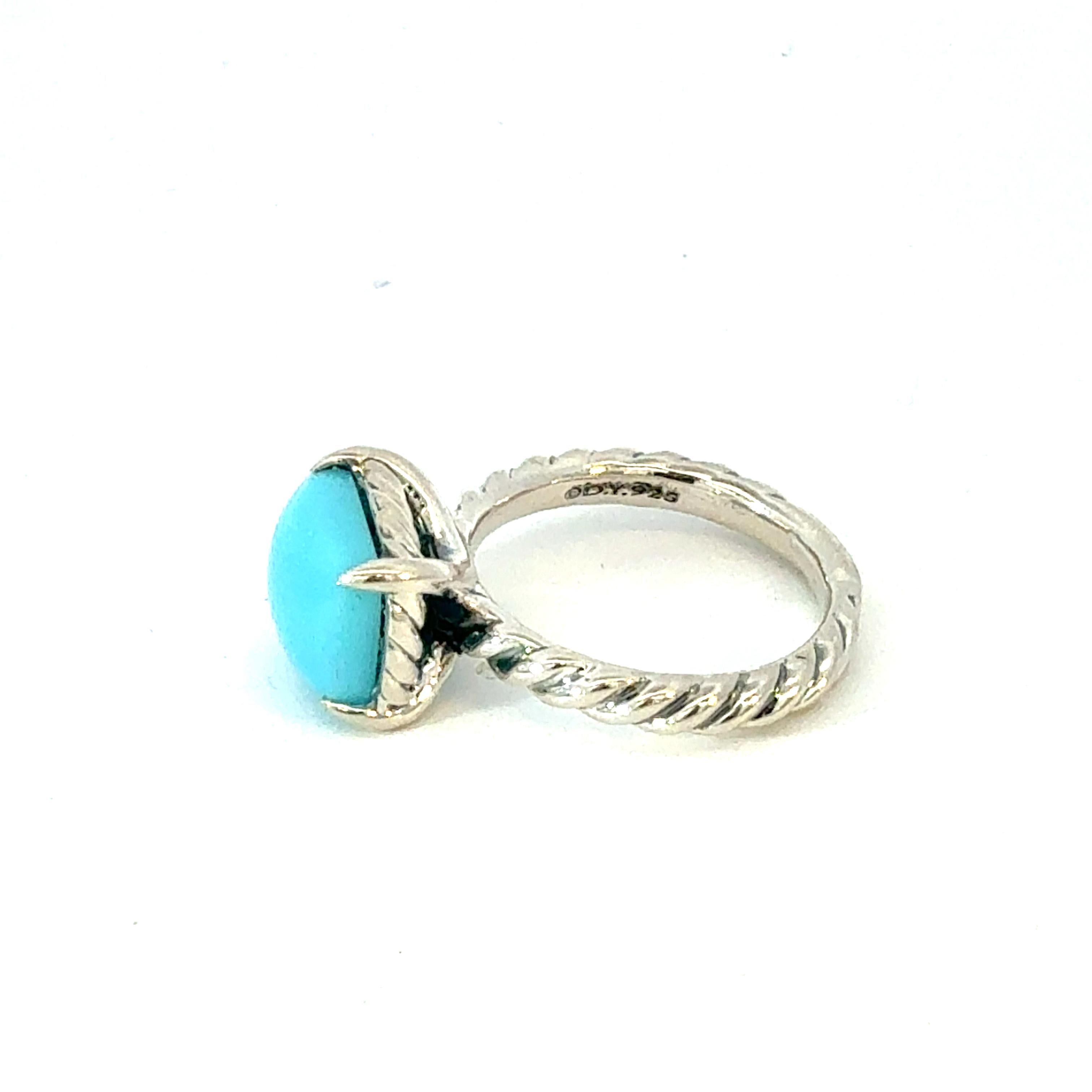 David Yurman Anello di turchese misura 7 A. Silver Estate In condizioni buone in vendita a Brooklyn, NY