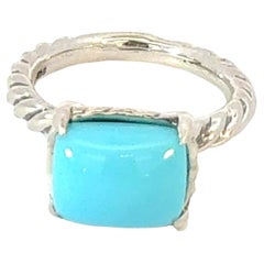 Vintage David Yurman Turquoise Ring Size 7 Sterling Silver Estate