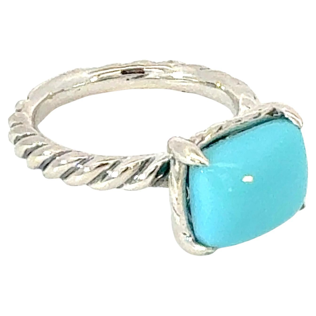 David Yurman Turquoise Ring Size 7 Sterling Silver Estate im Angebot