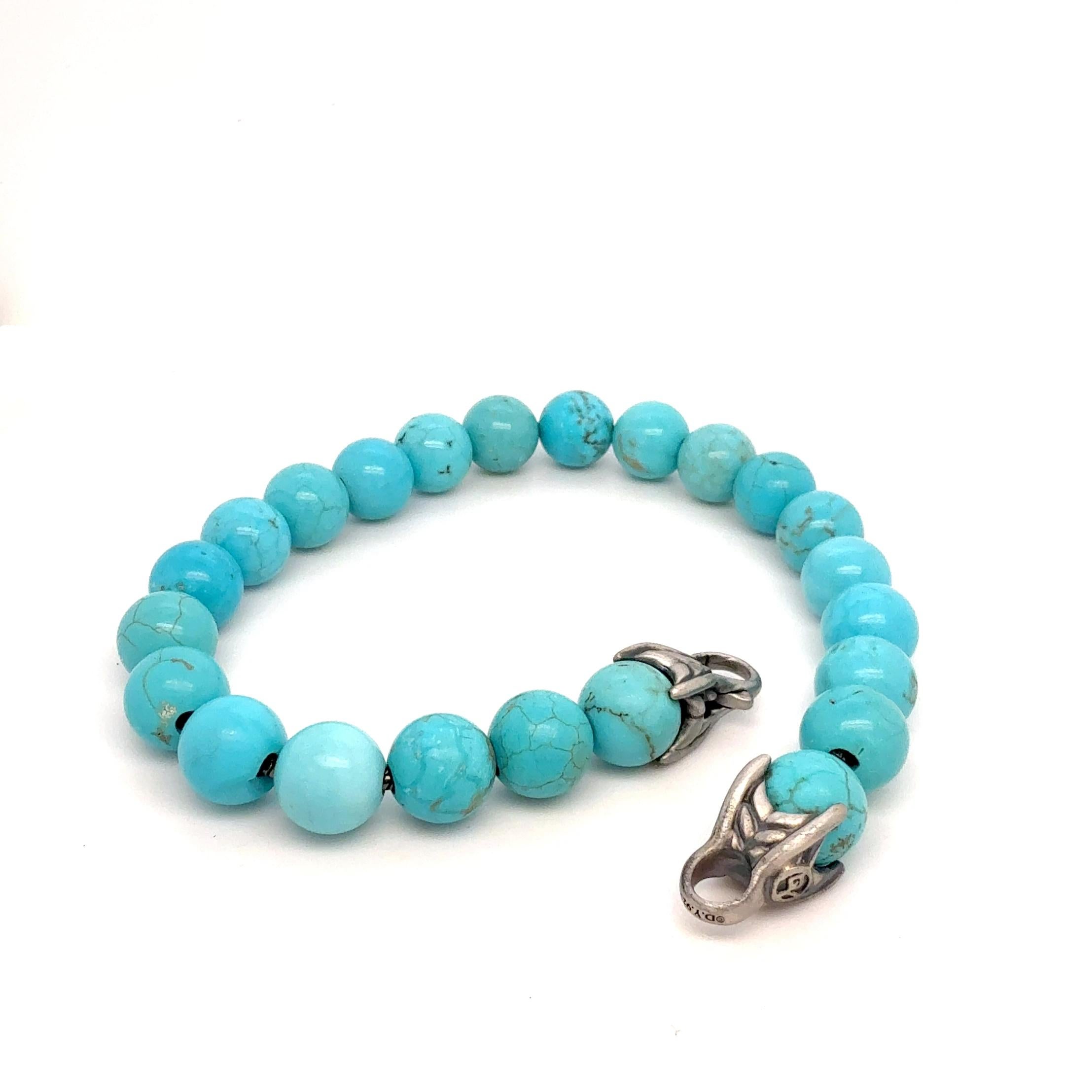 David Yurman Bracelet de perles spirituelles en turquoise 8.5
