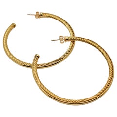 David Yurman Twisted 18 Karat Yellow Gold Hoop Earrings