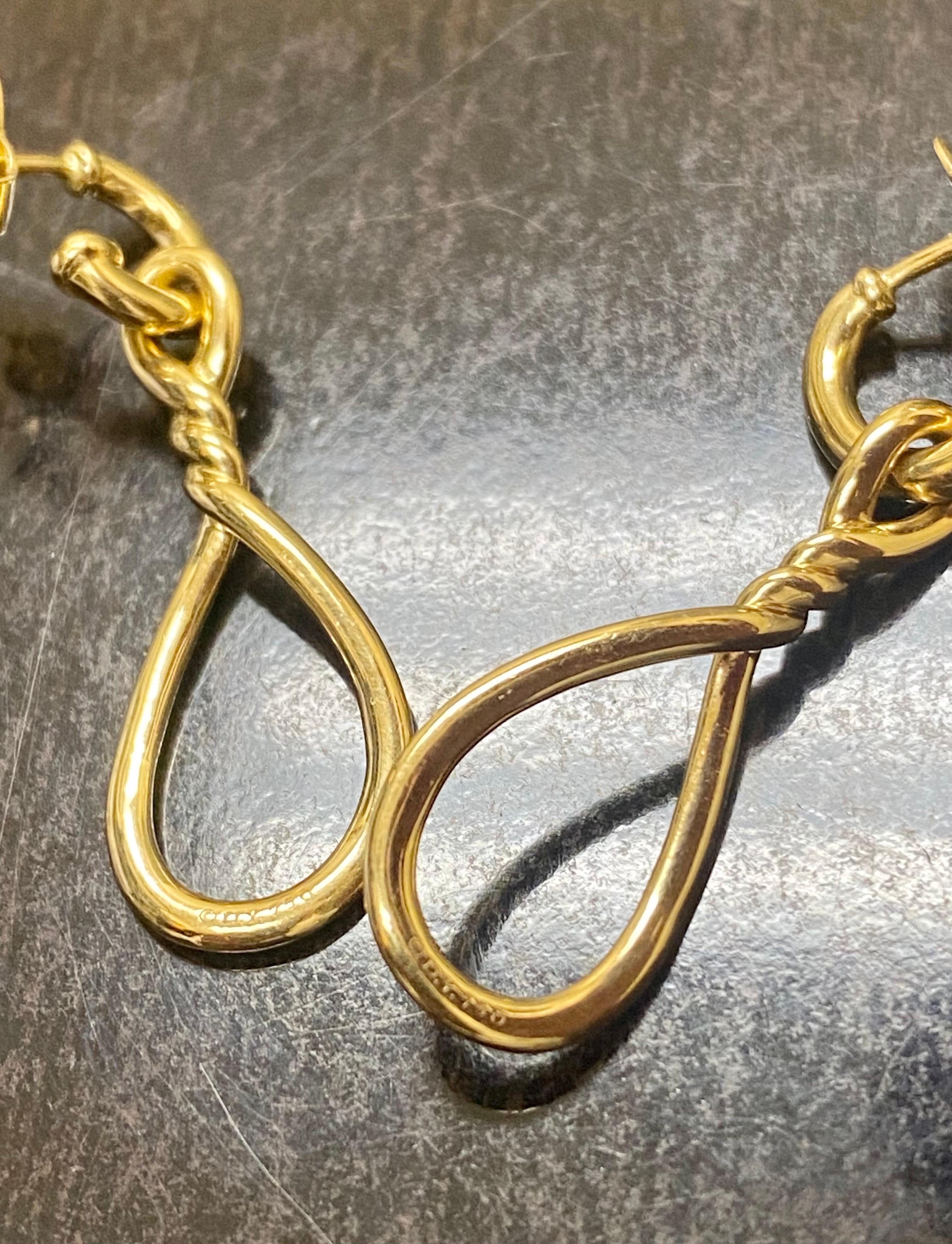 David Yurman Twisted 18K Yellow Gold Continuance Diamond Drop Earrings For Sale 4