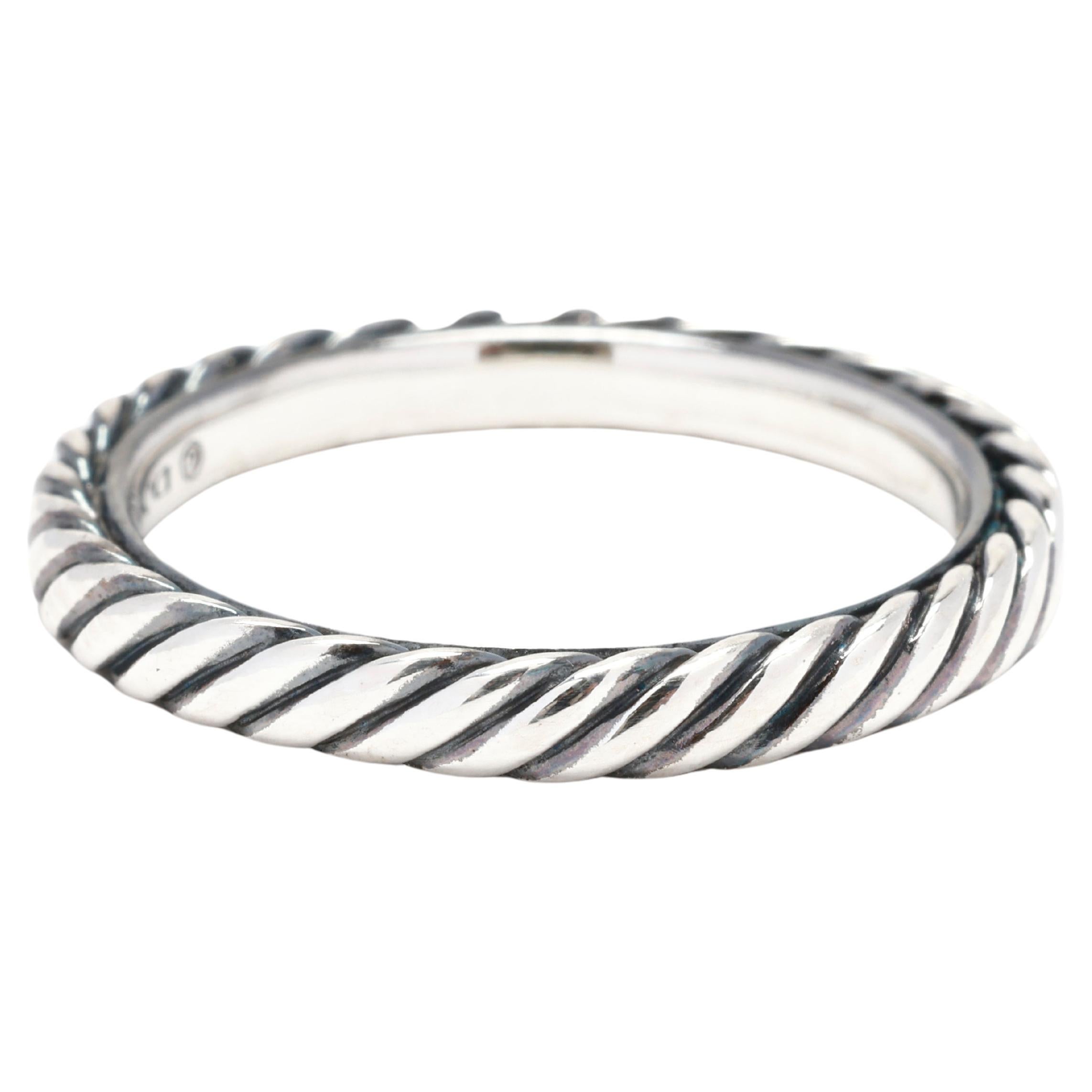 David Yurman Twisted Band Ring, Sterling Silver, Ring Size 6.25, Stackable