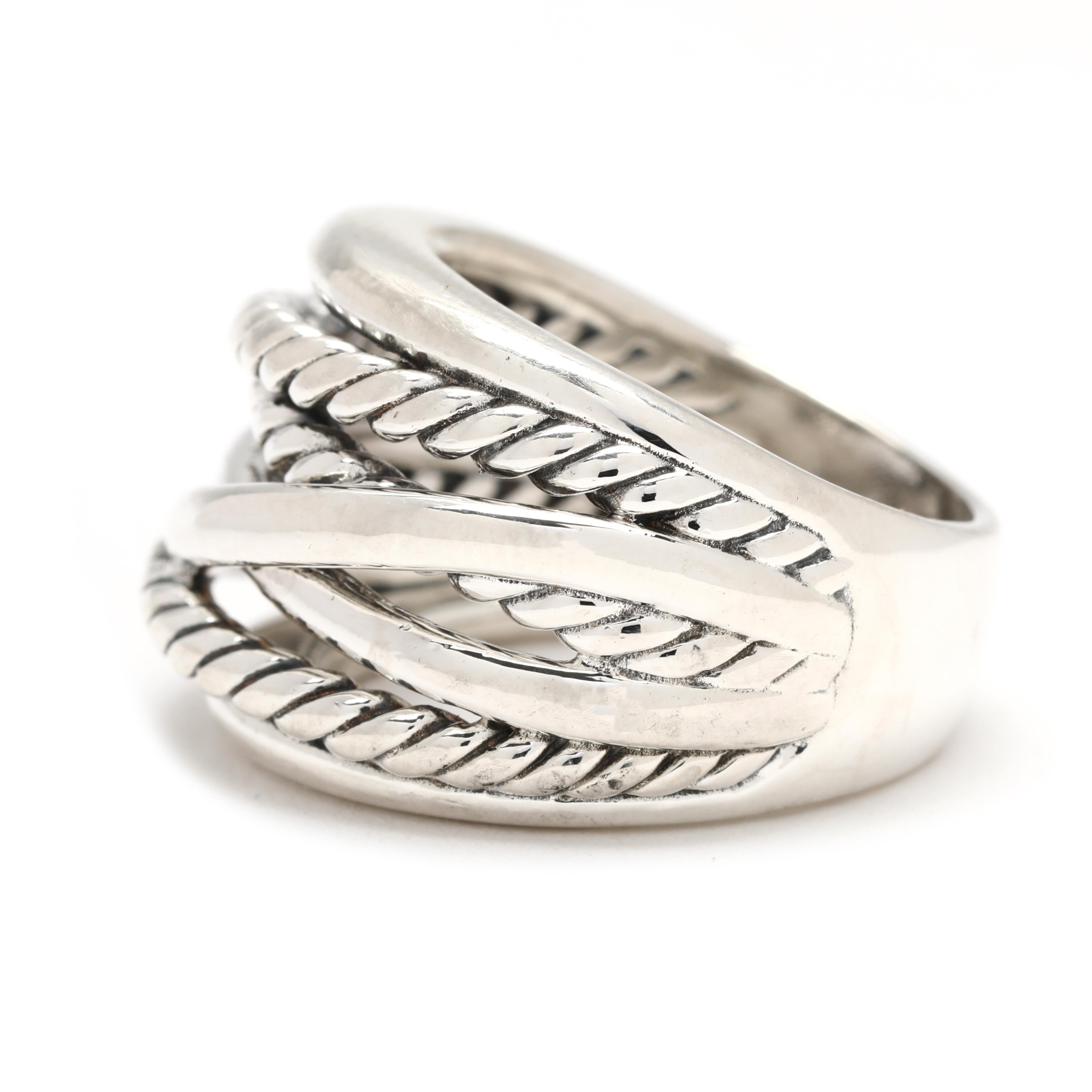Women's or Men's David Yurman Twisted Dome Ring, Sterling Silver, Ring Size 7.25