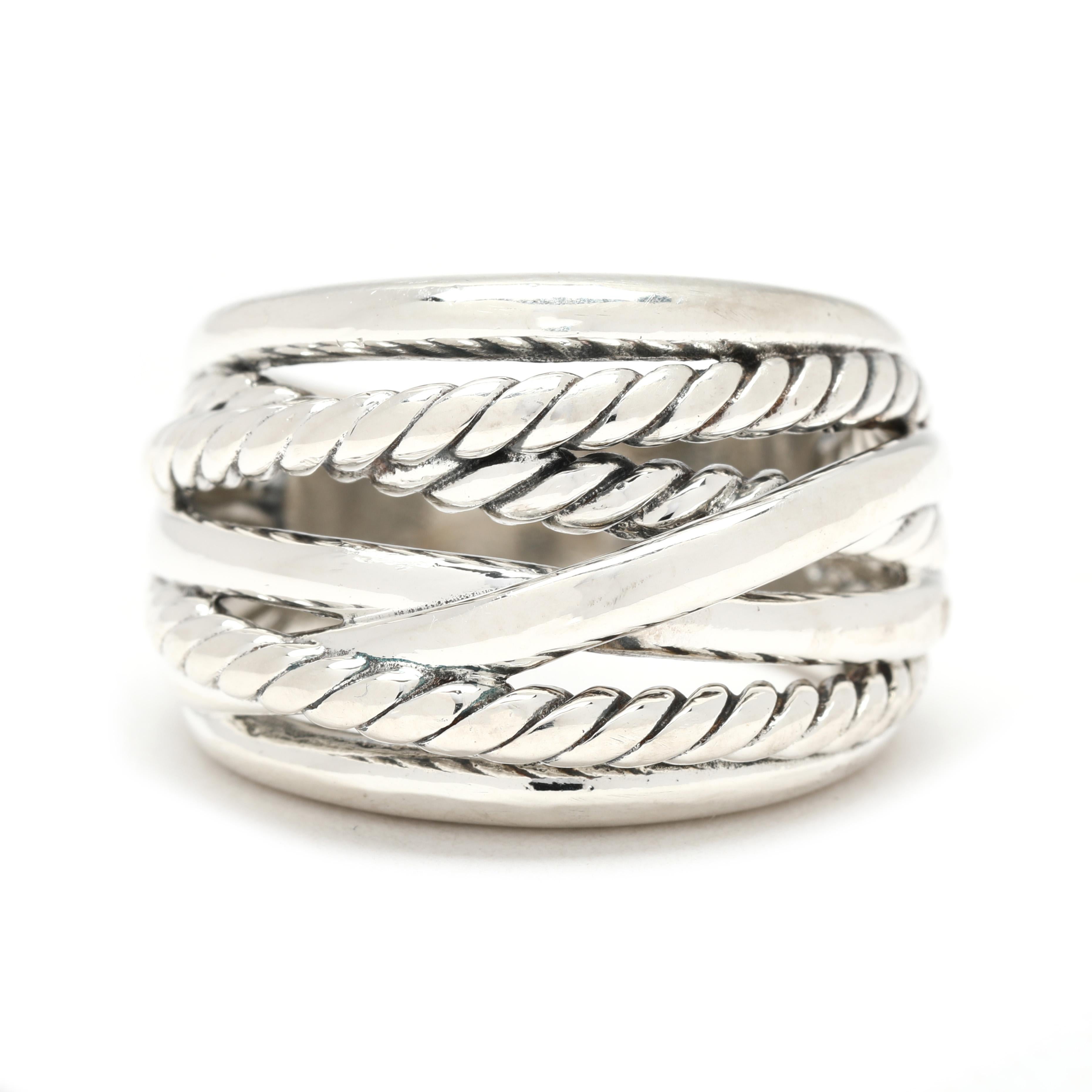 David Yurman Twisted Dome Ring, Sterling Silver, Ring Size 7.25
