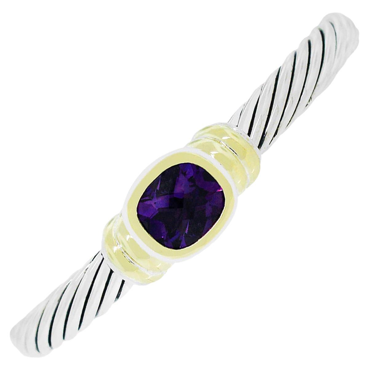 David Yurman Two-Tone Amethyst Gemstone Bracelet For Sale