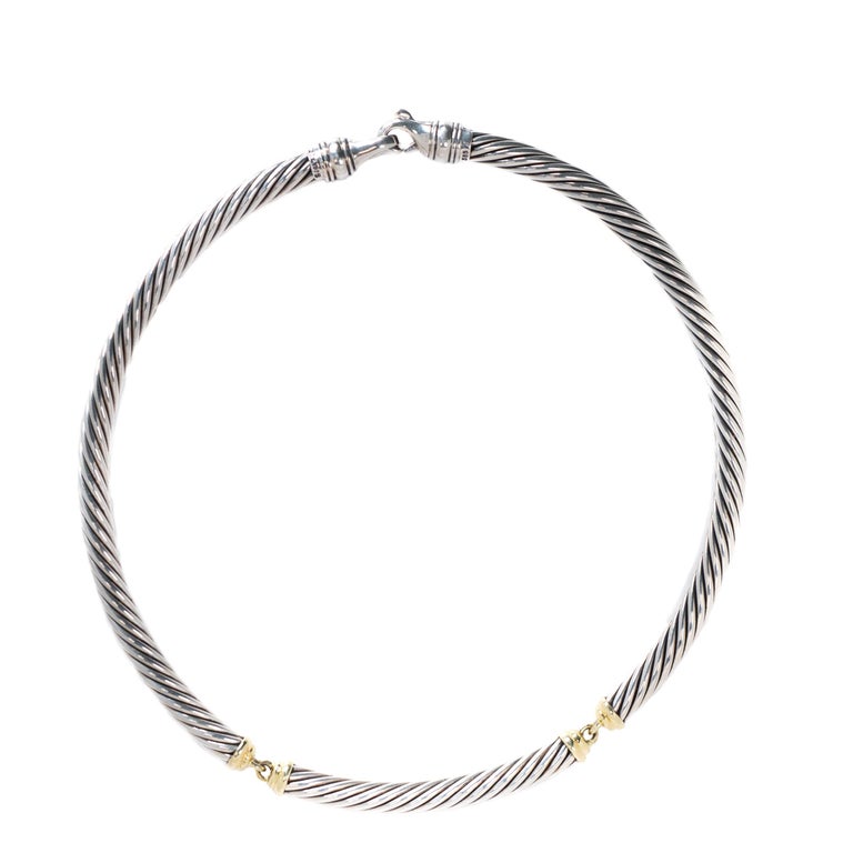 David Yurman Two-Tone Cable Choker Necklace For Sale at 1stDibs | david ...