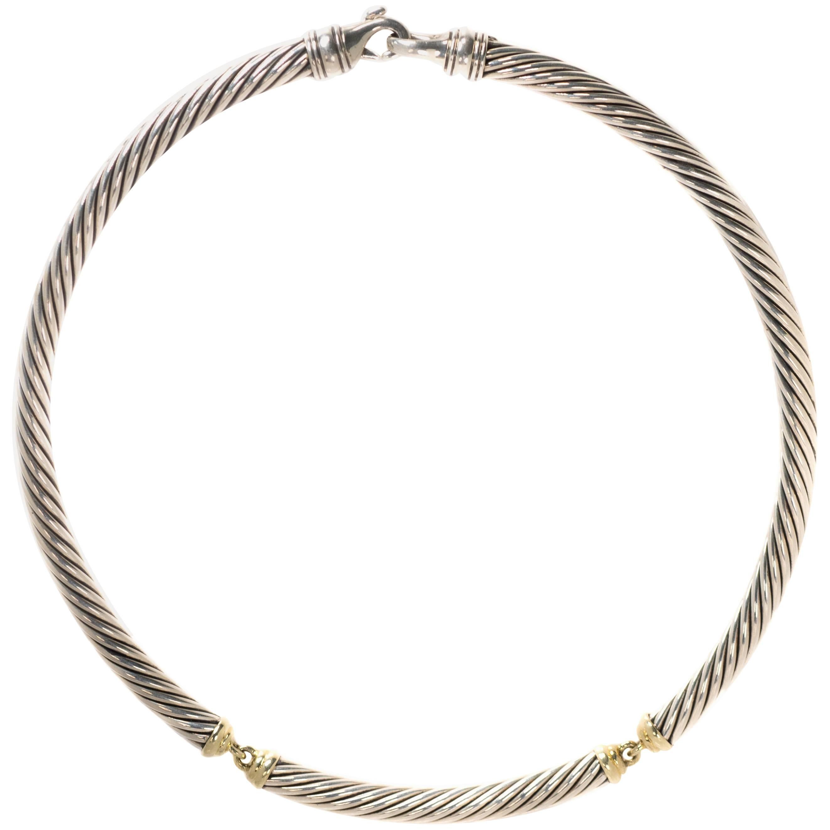 David Yurman Two-Tone Cable Choker Necklace