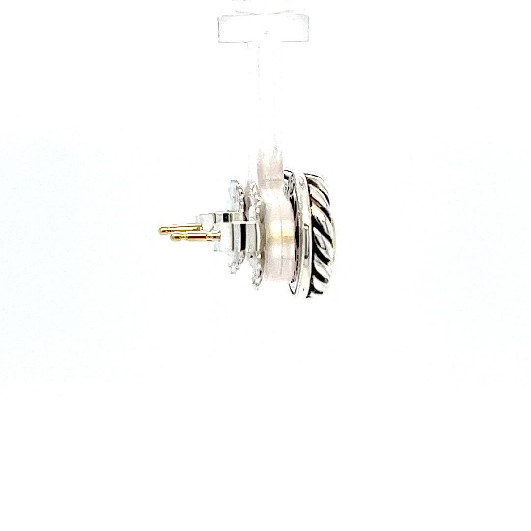 Round Cut David Yurman Two Tone Citrine Stud Earrings