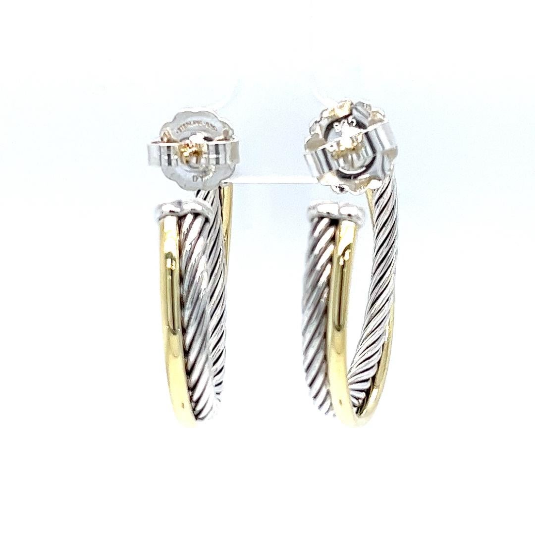 Women's David Yurman Two Tone Crossover Hoop Earrings