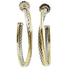 David Yurman Two-Tone Crossover Hoop Earrings