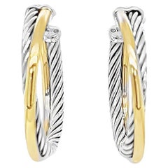 David Yurman - Boucles d'oreilles croisées bicolores