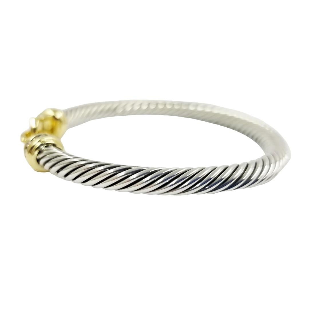 Round Cut David Yurman Two-Tone Diamond Hook Bangle