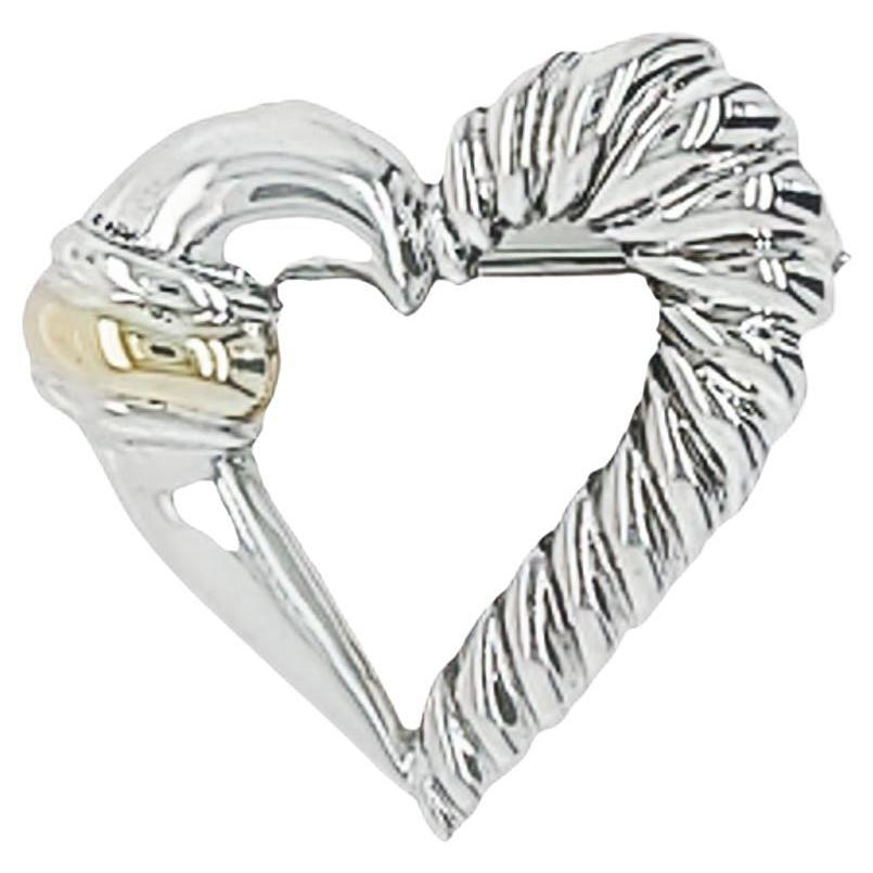 David Yurman Two Tone Heart Brooch For Sale