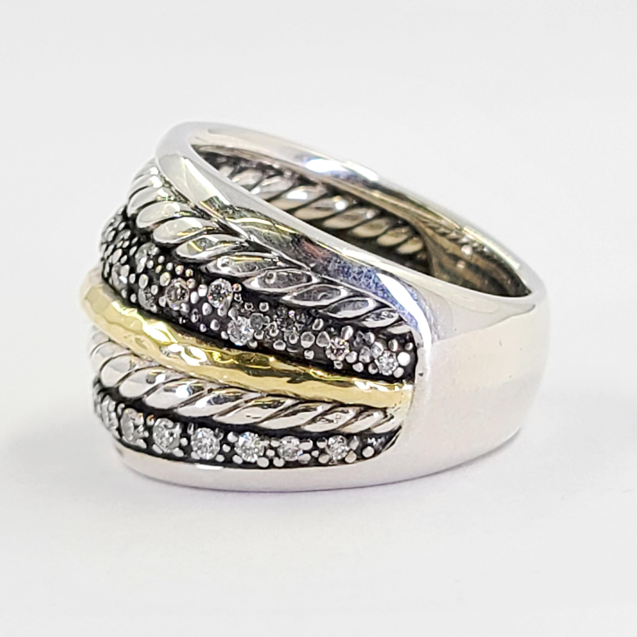 Round Cut David Yurman Two Tone Midnight Melange Diamond Ring