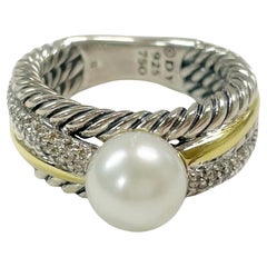 David Yurman Two-Tone Pearl Diamond Ring