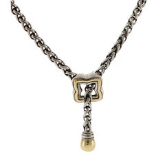 David Yurman Two-Tone Quatrefoil Lariat Chain Necklace Sterling Silver 18K YG