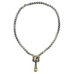 David Yurman Two-Tone Quatrefoil Lariat Chain Necklace Sterling Silver 18K YG