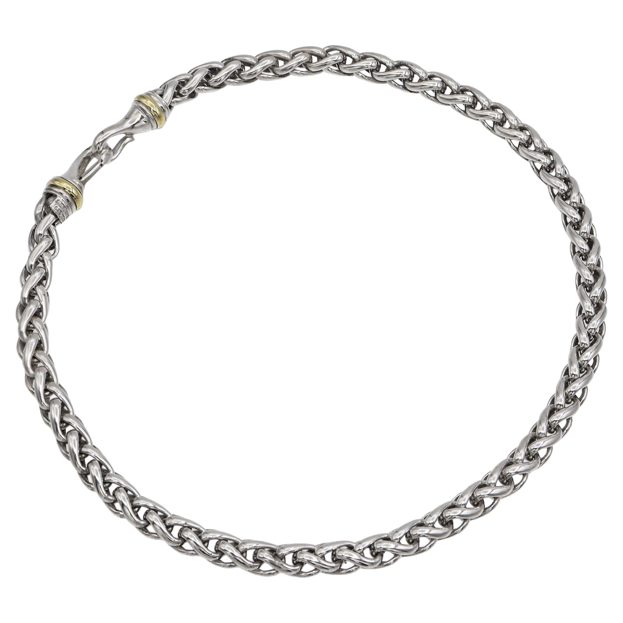 David Yurman Two-Tone Sterling Silver Wheat Chain Necklace