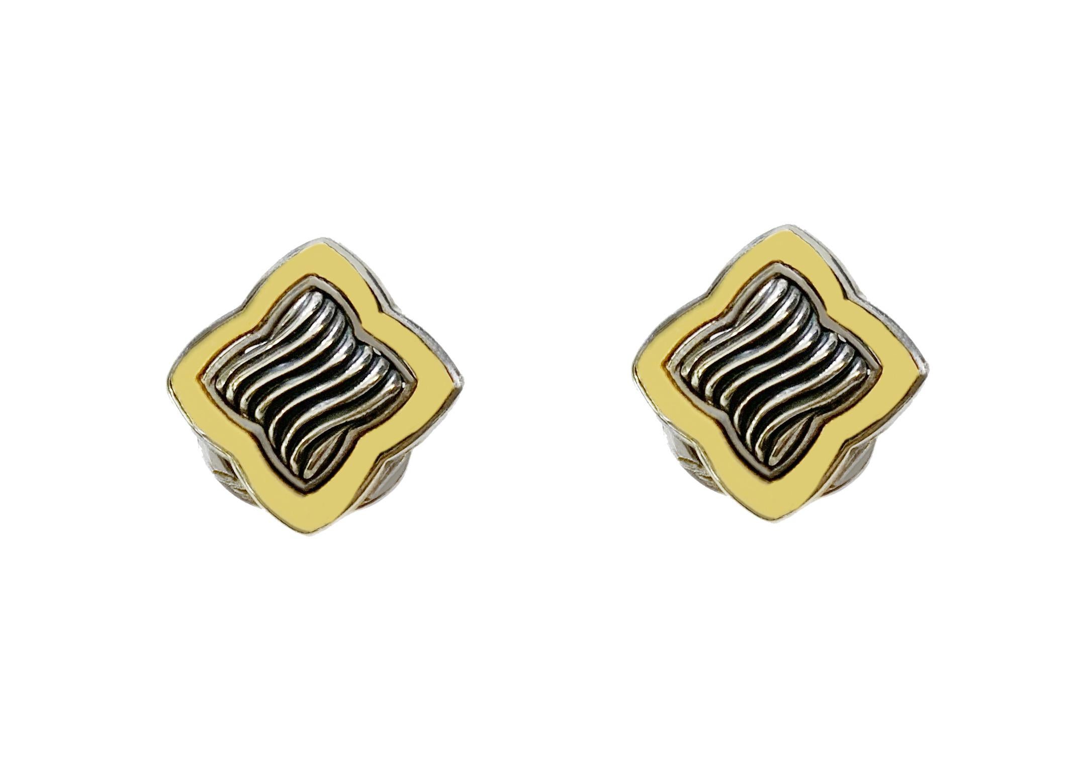 Women's David Yurman Venetian Quatrefoil 18 Karat Gold and Silver Earrings