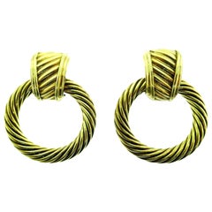 David Yurman Vintage 14 Karat Yellow Gold Day-and-Night Hoop Earrings