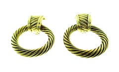 David Yurman Vintage 14 Karat Yellow Gold Day-and-Night Hoop Earrings