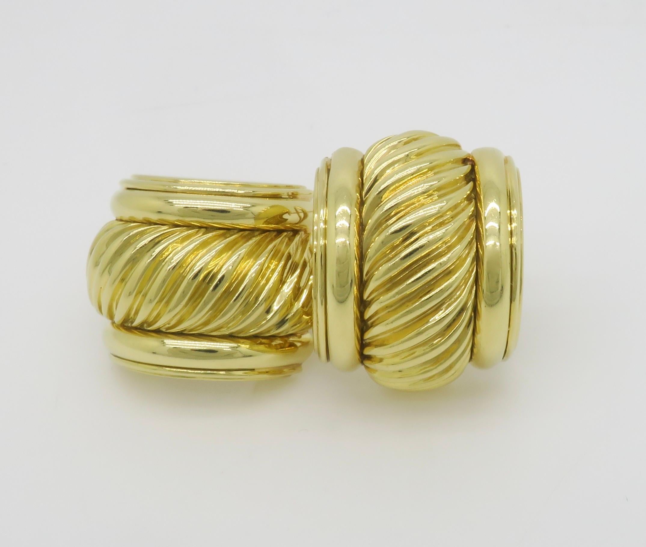 David Yurman Vintage 18k Yellow Gold Omega Back Earrings For Sale 8