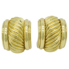 David Yurman Vintage 18k Yellow Gold Omega Back Earrings