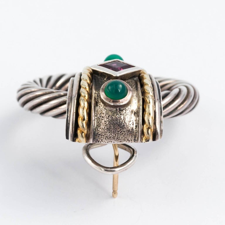 David Yurman Vintage Cable Doorknocker Earrings with Amethyst-Emerald ...