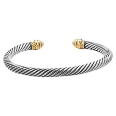 David Yurman Pulsera cable vintage de plata de ley y oro amarillo de 14 quilates con perlas