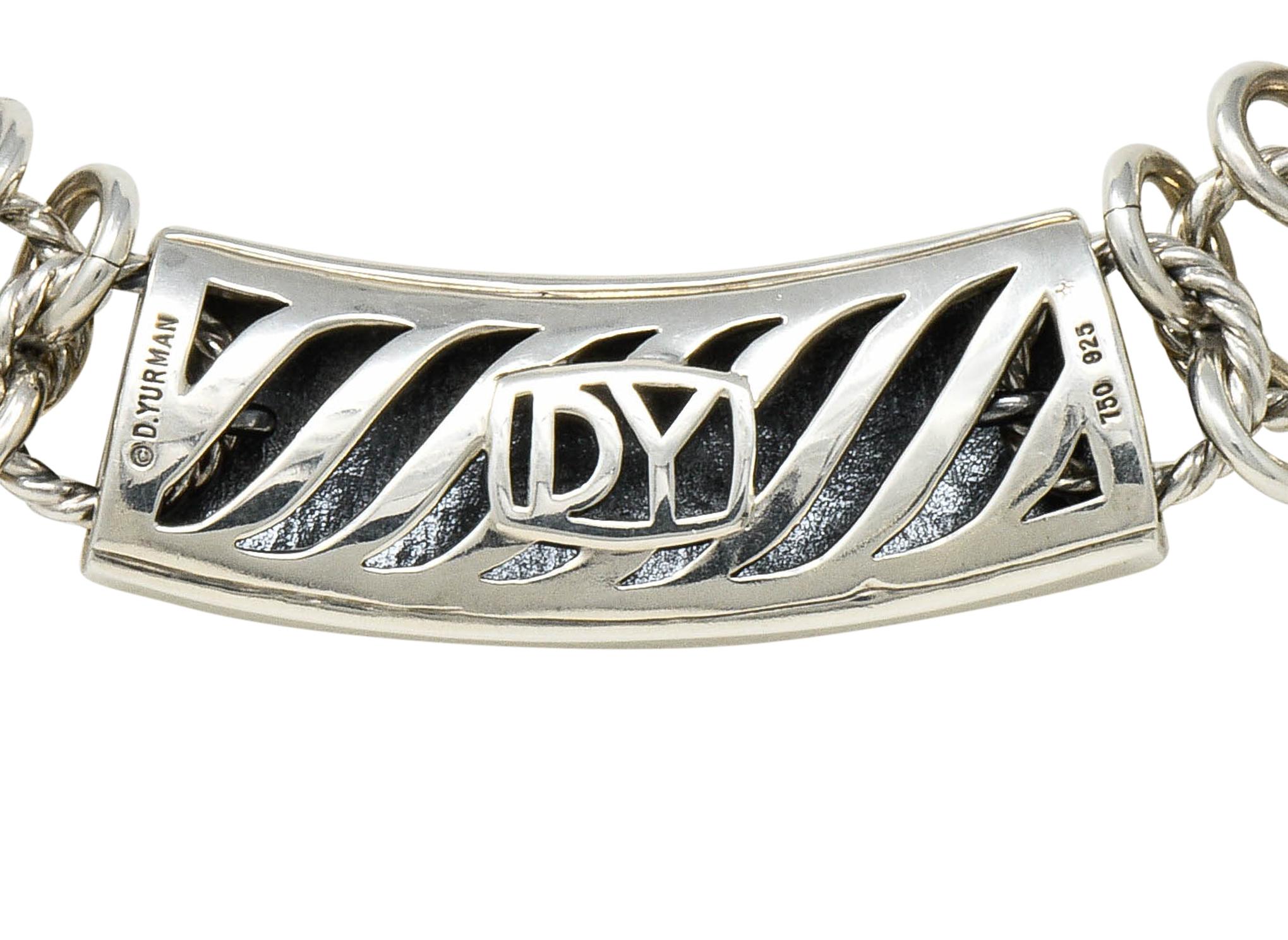 David Yurman Vintage Sterling Silber 18 Karat Gold gewebtes Gliederhalsband Halskette 4