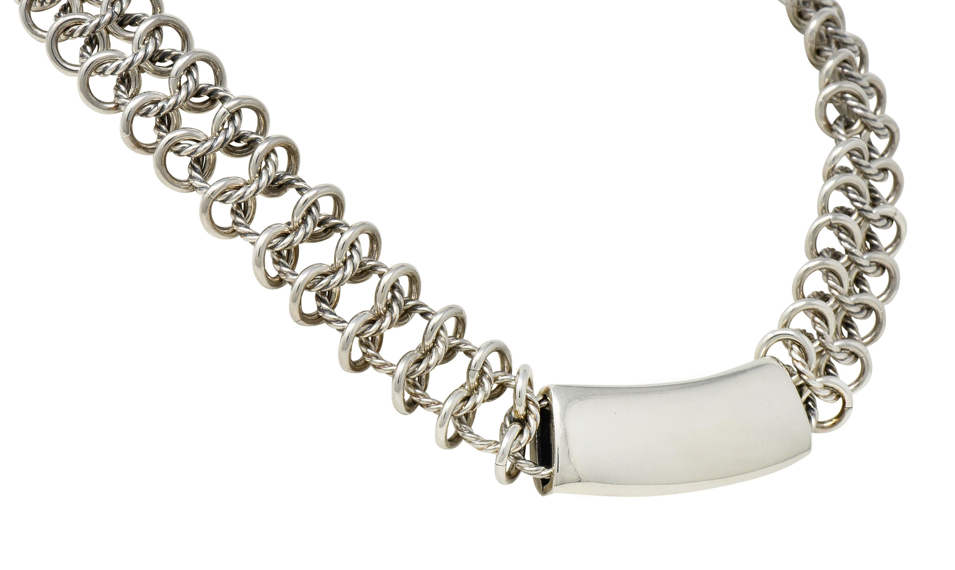 David Yurman Vintage Sterling Silber 18 Karat Gold gewebtes Gliederhalsband Halskette im Zustand „Hervorragend“ in Philadelphia, PA